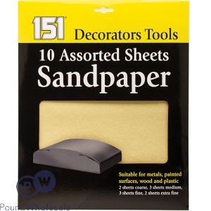 151 ASSORTED SANDPAPER SHEETS 10 PACK