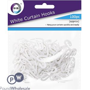 DID White Curtain Hooks 100pc