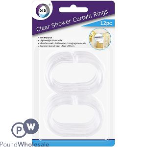 DID Clear Shower Curtain Rings 12pc