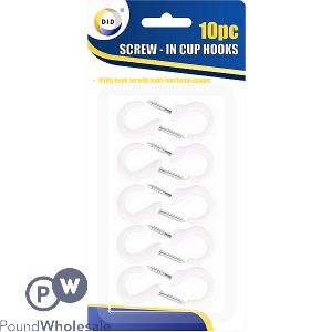 DID Screw-In Cup Hooks 10pc
