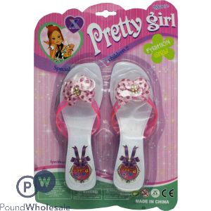 Pretty Girl Dress Up Slippers With Glittered Pink Bow