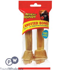Munch & Crunch Rawhide Knotted Bones 6" 2 Pack