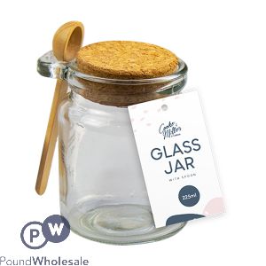 Cooke & Miller Cork Lid Glass Jar With Spoon 225ml