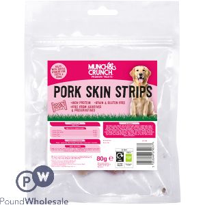 Munch & Crunch 100% Natural Pork Skin Strips Dog Treats 80g