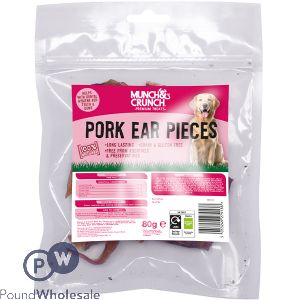 Munch & Crunch 100% Natural Pork Ear Pieces Dog Treats 80g