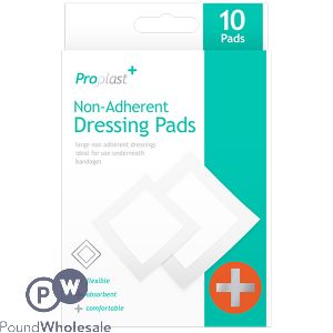 Proplast Assorted Size Non-Adherent Dressing Pads 10 Pack