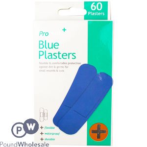 Proplast Assorted Waterproof Blue Plasters 60 Pack