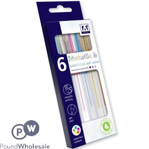 Metallic & Pearlised Gel Pens Assorted 6 Pack