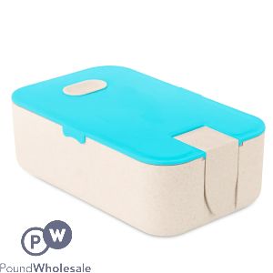 Wheat Straw PP Blue & Beige Lunch Box With Phone Stand