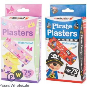 Masterplast Pirate & Princess Waterproof Plasters 75 Pack