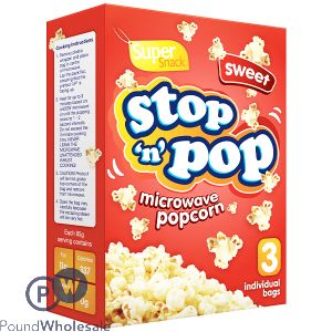 Super Snack Stop 'N' Pop Sweet Microwave Popcorn 3 X 85G