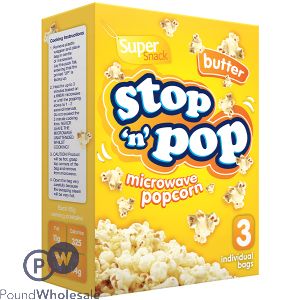Super Snack Stop 'n' Pop Butter Microwave Popcorn 3 X 85g
