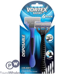 Vortex 6 Blade Disposable Men's Razors 2 Pack