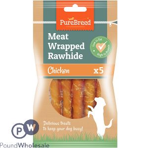 Pure Breed Chicken Meat-wrapped Rawhide Dog Treat 5 Pack