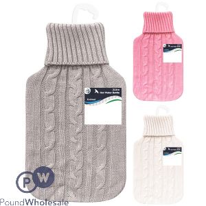 DID Hot Water Bottle & Knitted Cover 2l Assorted Colours