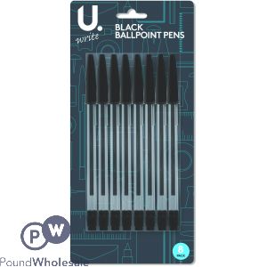 8pk Black Ballpoint Pens 