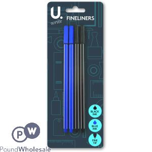 4pk Fineliner Black And Blue Pens