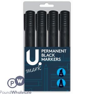 U. Black Permanent Markers 4 Pack