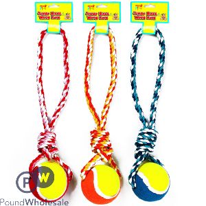 Pets Play Jumbo Ball With Rope Dog Toy Assorted Colours