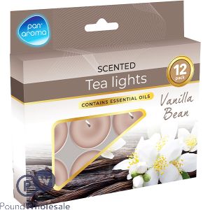 Pan Aroma Vanilla Bean Scented Tea Lights 12 Pack