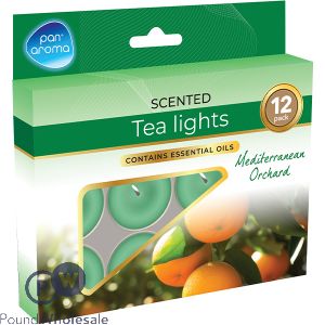 Pan Aroma Mediterranean Orchard Scented Tea Lights 12 Pack