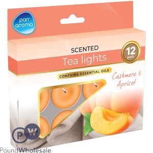 Pan Aroma Cashmere & Apricot Scented Tea Lights 12 Pack