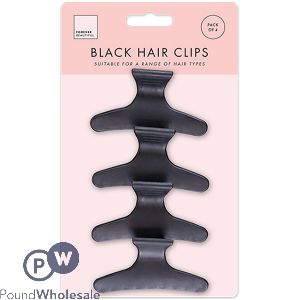 Forever Beautiful Black Hair Clips 4 Pack