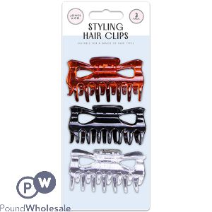 Jones & Co Claw Styling Hair Clips 3 Pack