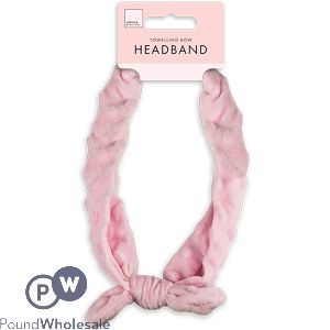 Forever Beautiful Pink Small Toweling Bow Wrap Headband