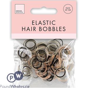 Forever Beautiful Mixed Round Elastic Hair Bobbles 100 Pack