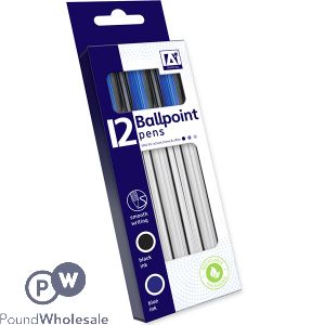 Black & Blue Ballpoint Pens 12 Pack