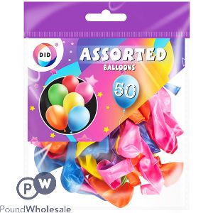 DID Assorted Balloons 50 Pack
