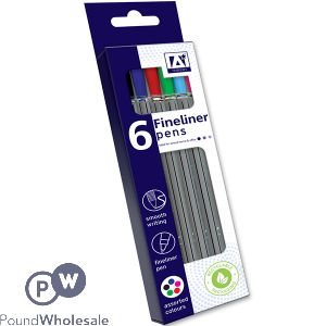 Fineliners Assorted Colours 6 Pack
