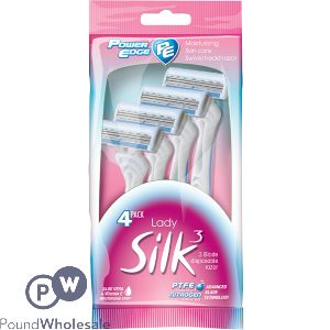 Power Edge Lady Silk 3 Blade Moisturising Disposable Razor 4 Pack