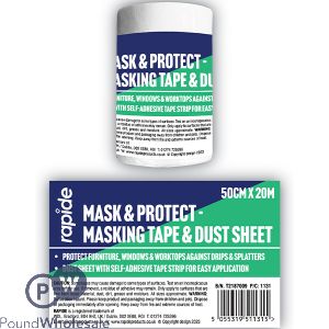 Rapide Mask & Protect Masking Tape & Dust Sheet 50cm X 20m