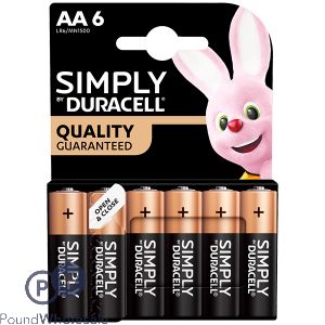 Duracell Simply AA LR6/MN1500 Alkaline Batteries 6 Pack