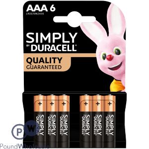 Duracell Simply AAA LR03/MR2400 Alkaline Batteries 6 Pack