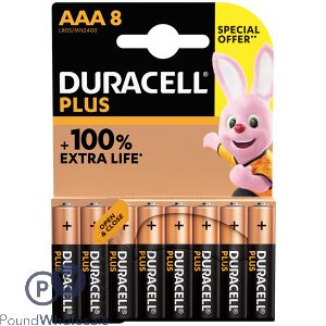 Duracell Plus LR03/MN2400 AAA Batteries 8 Pack