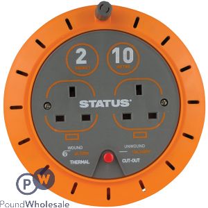 Status 10amp 2 Socket Extension Reel 10m