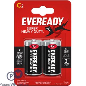 Eveready Super Heavy Duty C Zinc Carbon Batteries 2 Pack