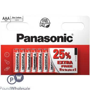 Panasonic AAA R03 Zinc Carbon 1.5V Batteries 10 Pack