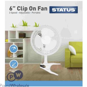 Status 6" White Clip On Fan