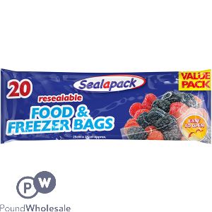 Sealapack Resealable Food & Freezer Bags 25cm X 25cm 20 Pack