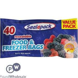 Sealapack Resealable Food & Freezer Bags 18cm X 18cm 40 Pack