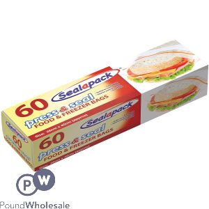 Sealapack Press & Seal Food & Freezer Bags 16cm X 40cm 60 Pack