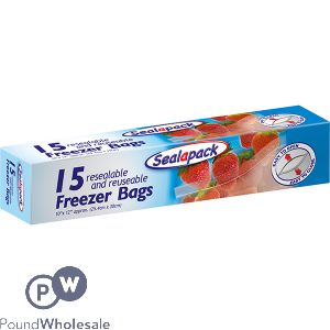 Sealapack Resealable &amp; Reusable Freezer Bags 10&quot; X 12&quot; 15 Pack