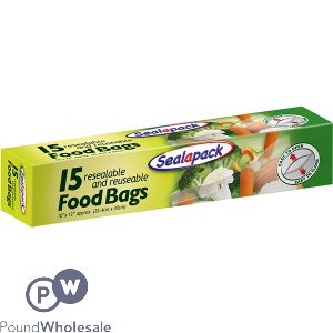 Sealapack Resealable &amp; Reusable Food Bags 10&quot; X 12&quot; 15 Pack