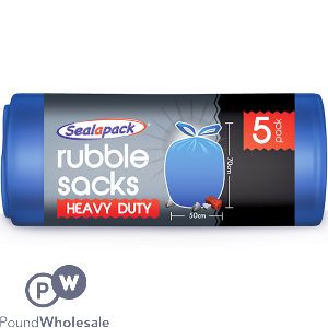 Sealapack Blue Heavy Duty Rubble Sacks 5 Pack 70cm X 50cm