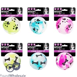 Smart Choice Rubber Squeaker Ball Dog Toy 7.5cm Assorted Colours