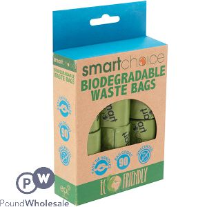 Smart Choice Biodegradable Tie Handle Poop Bags 90 Pack